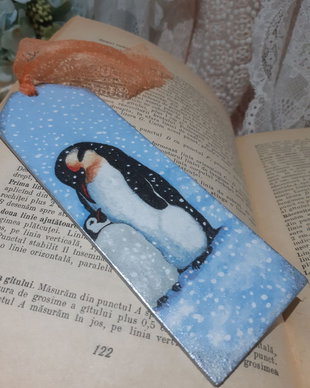 Semn de carte cu pinguini
