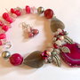 FABULOUS PINK-agate,cuarț roz,perle cultura,jad vopsit,zamac argintat