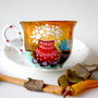 Ceasca cu Farfurie - Nature & Colors Collection/Portelan pictat/Familie/Cadou Aniversare/Boho Chic/Creatie Unicat