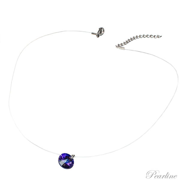 Colier discret tip choker cu cristal Swarovski rotund tip pandantiv