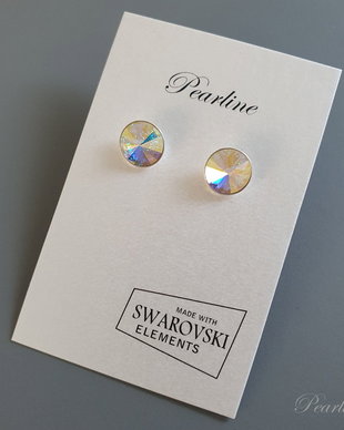 Cercei argint cu cristale Swarovski Aurora Boreala 8 mm