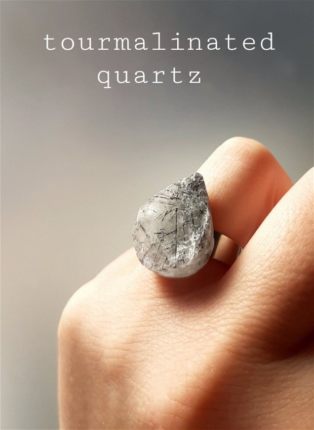 Inel reglabil oțel și quartz turmalinat REZERVAT