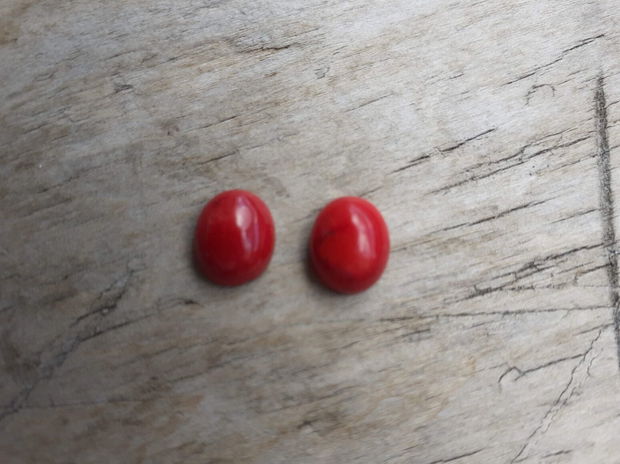 Cabochon coral rosu, 10x8 mm (2 buc)