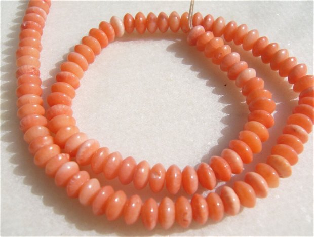 (10 bucati) Coral portocaliu - somon discuri aprox 6x3-3.5 mm