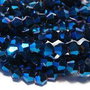 Cristale din sticla, biconice, 4 mm, electroplacate, albastre