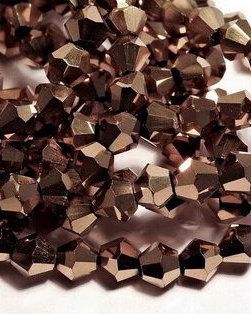 Cristale din sticla, biconice, 4 mm, electroplacate, cupru