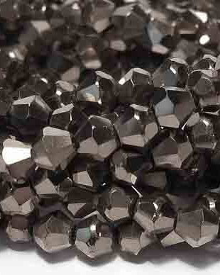 Cristale din sticla, biconice, 4 mm, electroplacate, negre