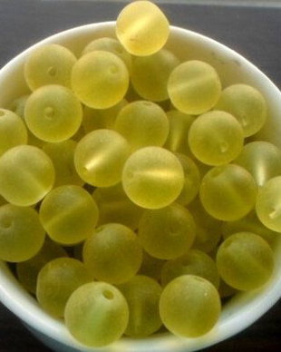 Margele sticla frostep verde lime 10 mm