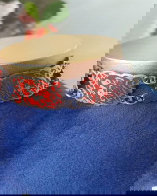 VINTAGE SIAM SILVER NIELLO BRATARA RARA ARGINT EMAIL GRAVURA MANUALA 1910/1920