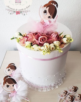 Cutie de dar botez balerina