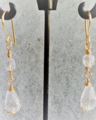 Cercei handmade din sarma cu cristale  - translucent