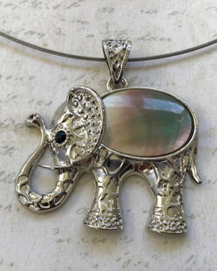Colier pandant elefant & Paua Shell