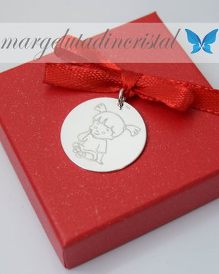 Banut Mot/Botez/Ruperea Turtei Argint 925 2,2 cm / Fetita / Text