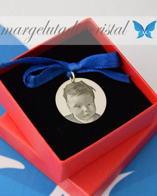 Banut Mot/Botez/Ruperea Turtei Argint 925 2,2 cm / Fotografie / Portret 3D