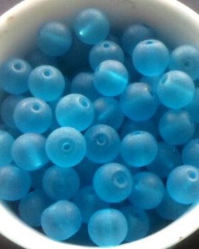 Margele sticla frostep albastru 8 mm
