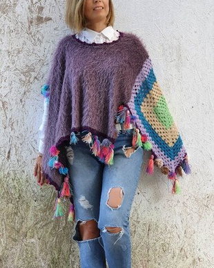 Poncho colorat