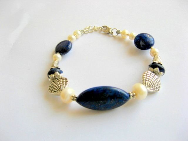 bratara lapis lazuli si perle naturale 15565