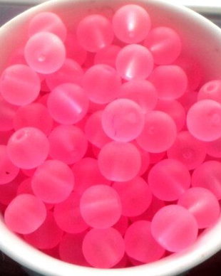 Margele sticla frostep roz intens 8 mm