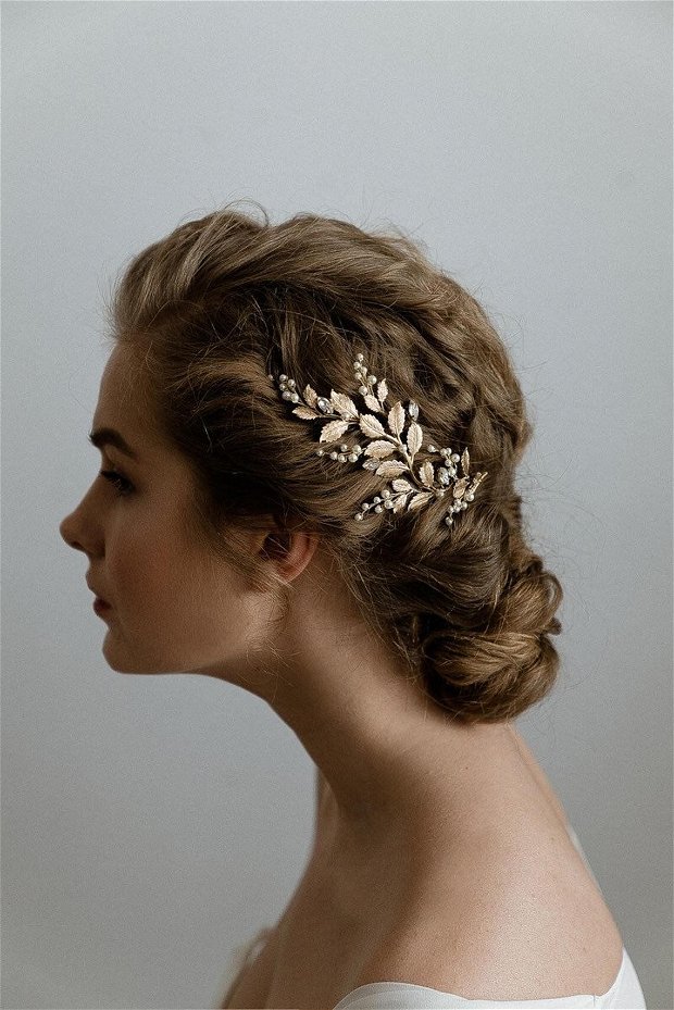Sheilly - Accesoriu păr cu frunze aurii