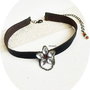 chocker piele cu floare de cristale