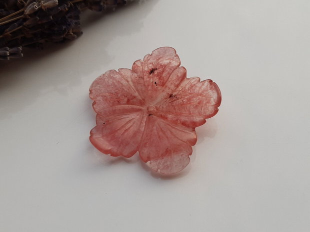 Pandant floare cuart sculptat
