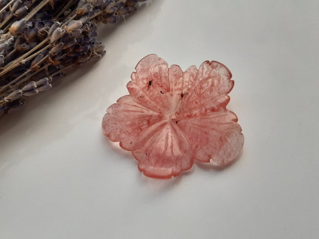 Pandant floare cuart sculptat