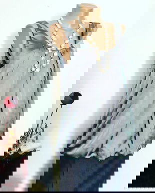 Bluza saten gri metalizat, dubla