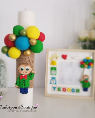 Lumanare botez baietel cu baloane