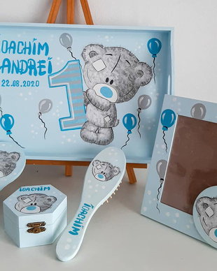 Set Aniversare 1 an cu Ursulet, pictat manual