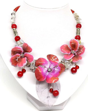 Colier floral red geranium