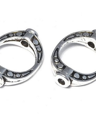 Link metalic, argintiu antichizat, 15x10.5 mm