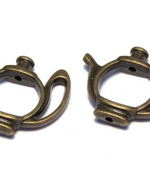 Link metalic, bronz, ceainic, 19.5x23.5 mm