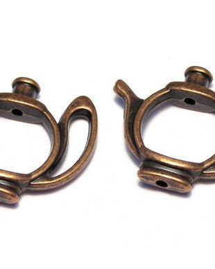 Link metalic, cupru, ceainic, 19.5x23.5 mm
