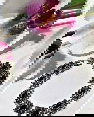 Bratara  cu marcasite si  agate negre