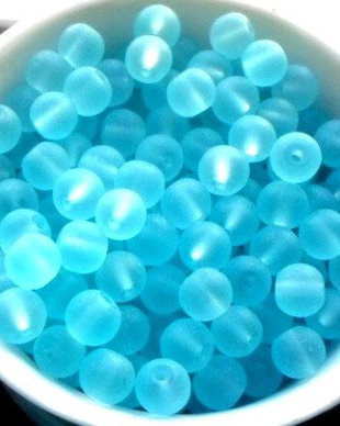 Margele sticla frostep blue 6 mm