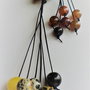 Colier handmade cu pandantiv din pietre semipretioase pe snur impletit din piele naturala