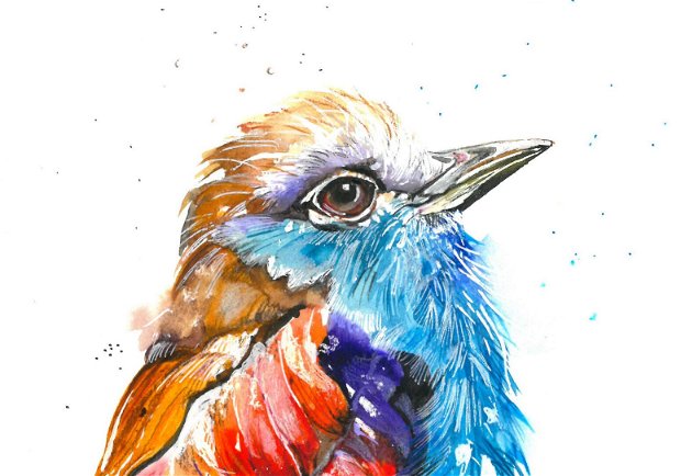 Pictura Originala in Acuarela, Tablou - Birds Collection