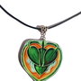 Colier din piele naturala cu pandantiv Art Nouveau "Vegetal Heart" din Fimo si rasina epoxidica
