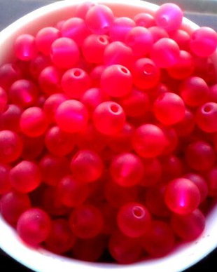 Margele sticla frostep rosu zmeura 6 mm