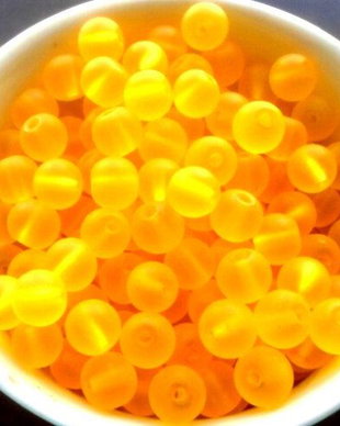 Margele sticla frostep galben 6 mm