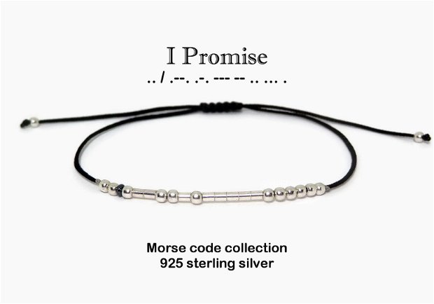 Bratara minimalista personalizata " I promise"  - cod morse / Bratari personalizate