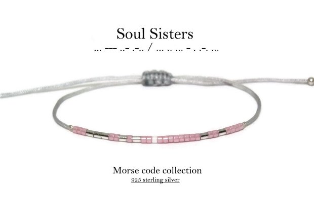 Bratara minimalista "Soul Sisters" - cod morse / Bratari personalizate