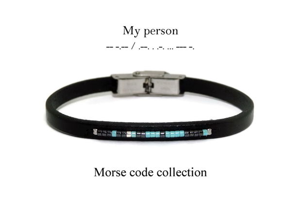 Bratara piele - cod morse "My Person" / Bratari piele personalizate