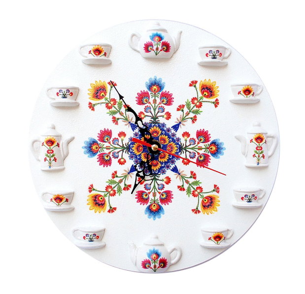 Ceas de perete cu motiv folk multicolor CrisArtDeco 26cm 1484-2