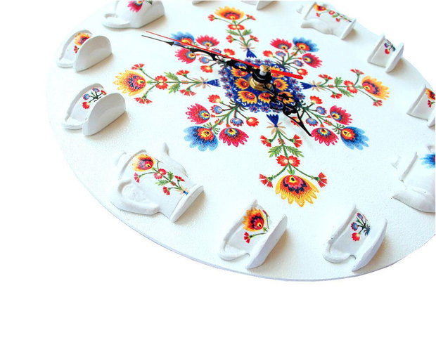 Ceas de perete cu motiv folk multicolor CrisArtDeco 26cm 1484-2