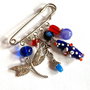 BROSA BLUE INTENSE-lampwork,agata,cristale sticla,argint tibetan
