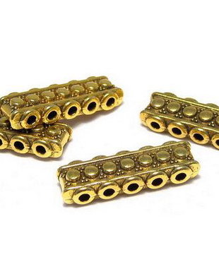Distantier metalic, 5 siruri, auriu antichizat, 23x7 mm