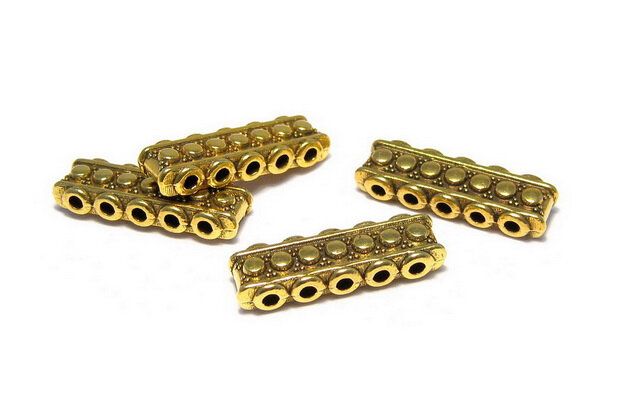 Distantier metalic, 5 siruri, auriu antichizat, 23x7 mm