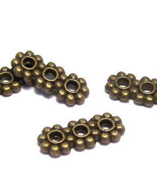 Distantier metalic, 3 siruri, bronz, 10.5x4.3 mm