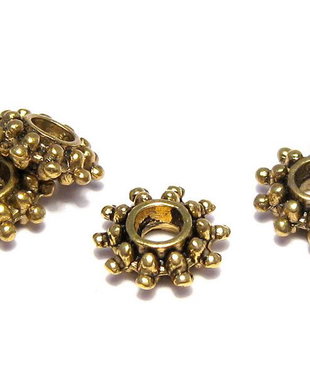 Distantier metalic, auriu antichizat, 8.5x3 mm